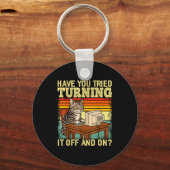 Cat Tech Engineer Suprt Humor Tech Computer It Guy キーホルダー (正面)