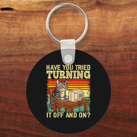 Cat Tech Engineer Suprt Humor Tech Computer It Guy キーホルダー (正面)