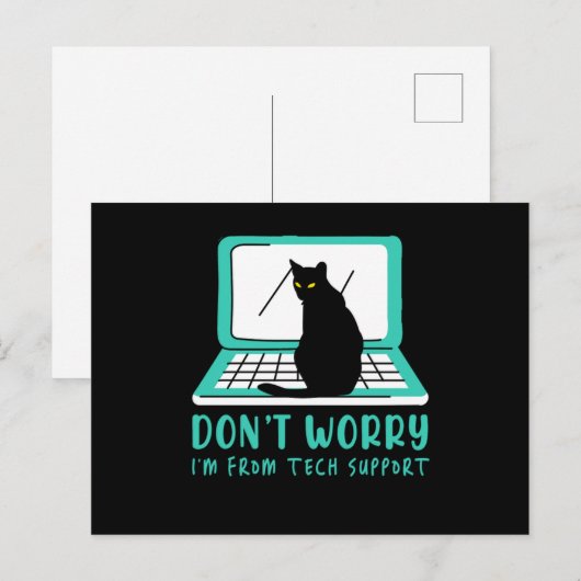Cat Tech Support Computer Kitten Helpdesk IT Gift ポストカード (正面/裏面)