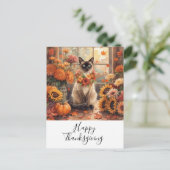 Cat Thanksgiving Fall themed for Cat Lovers  シーズンポストカード (スタンド正面)