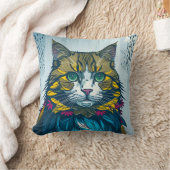 Cat That Ate The Canary | Colorful Feather Art クッション (ブランケット)