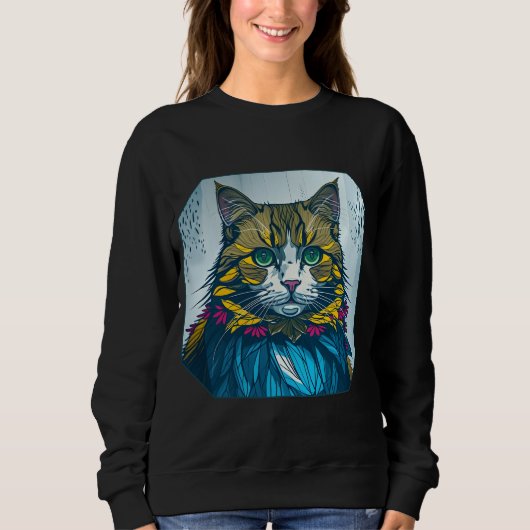 Cat That Ate The Canary Feathers | Wearable Art スウェットシャツ (正面)
