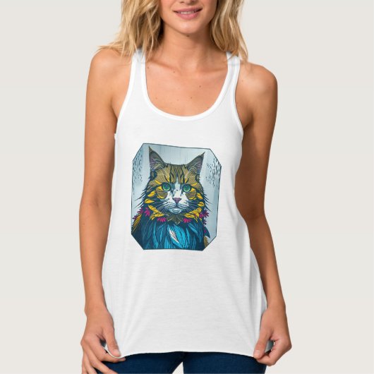 Cat That Ate The Canary Feathers | Wearable Art タンクトップ (正面)