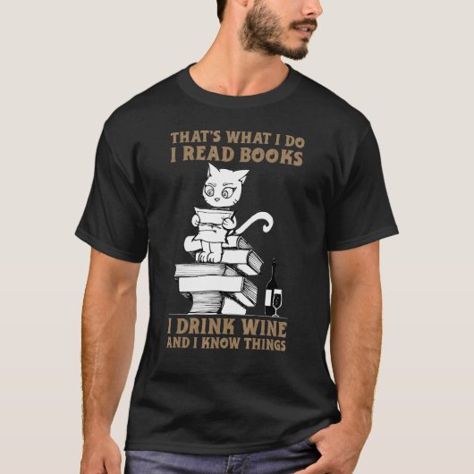 Cat Thatu2019sワインを飲む読本を書くこと Tシャツ (正面)