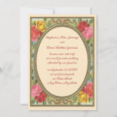 Cat Themed Wedding announcement Ivory and green 招待状 (裏面)