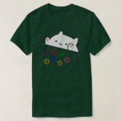 Cat Throwing Dice Tabletop Games Cute Kawaii Anima Tシャツ (デザイン正面)