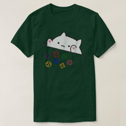 Cat Throwing Dice Tabletop Games Cute Kawaii Anima Tシャツ (デザイン正面)