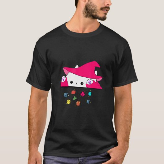 Cat Throwing Dice Tabletop Games Tシャツ (正面)