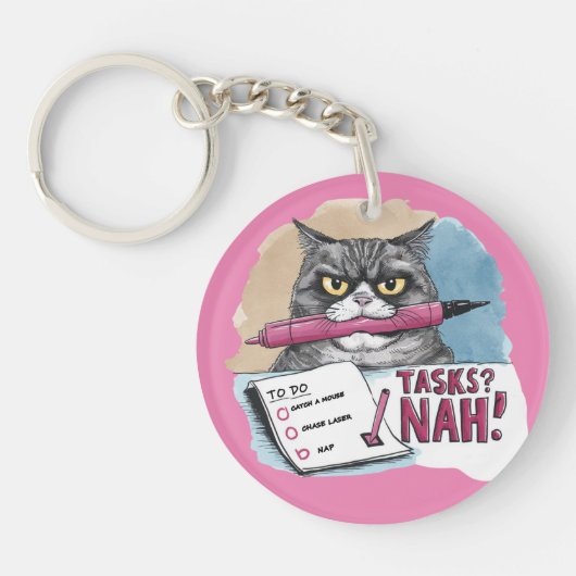 Cat Toおもしろい Doリスト（ピンク） キーホルダー (正面)