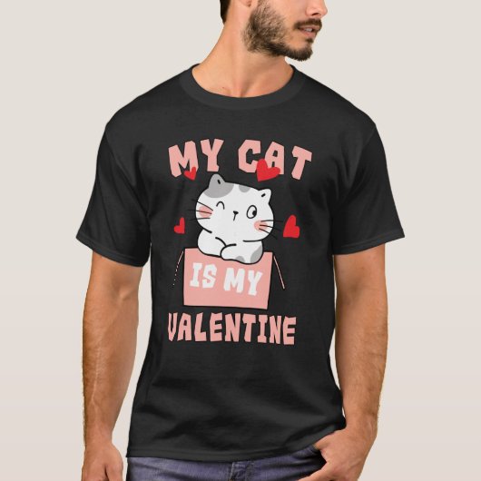 Cat Toy Valentine's Day Heart Balloon Box Her For  Tシャツ (正面)