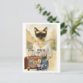 Cat Travel Packバッグと猫好き ポストカード (スタンド正面)
