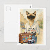 Cat Travel Packバッグと猫好き ポストカード (正面/裏面)