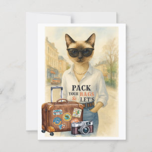 Cat Travel Packバッグと猫好き ポストカード