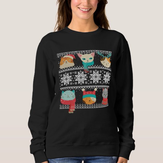 Cat Tree Ugly Sweater Christmas Matching スウェットシャツ (正面)