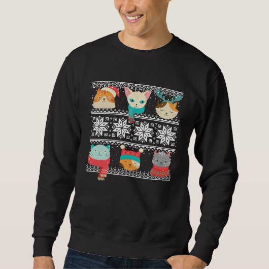 Cat Tree Ugly Sweater Christmas Matching スウェットシャツ (正面)