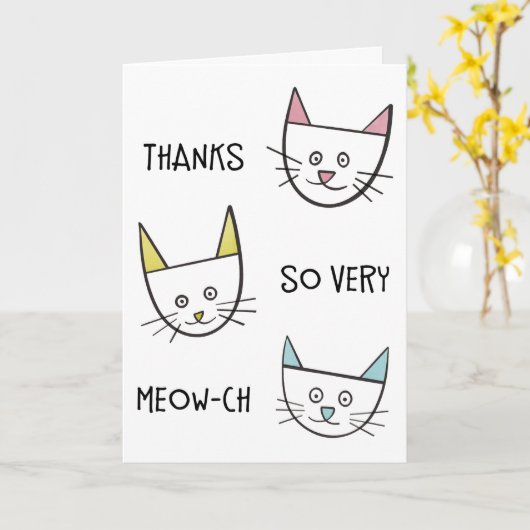 Cat Trio Thank You Card カード (黄色い花)