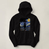 Cat Tshirt, Starry Night Cat Tee, Van Gogh Cat Gif パーカ (デザイン正面)