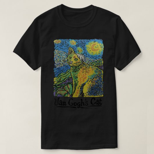 Cat Tshirt, Starry Night Cat, Womens Cat , Van Gog Tシャツ (デザイン正面)