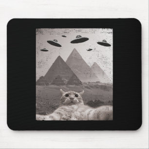 Cat Ufoミーム- UfoおもしろいのCat Selfie マウスパッド