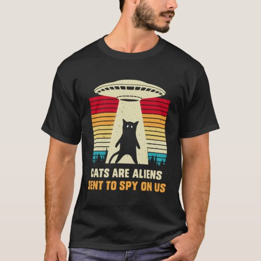 Cat UFO Alien Abduction  Cats are Aliens UAP Tシャツ (正面)