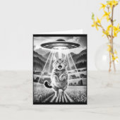 Cat Ufo Alien Abduction Funny Graphic Tees Men Wom カード (黄色い花)