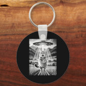 Cat Ufo Alien Abduction Funny Graphic Tees Men Wom キーホルダー (正面)