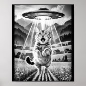 Cat Ufo Alien Abduction Funny Graphic Tees Men Wom ポスター (正面)