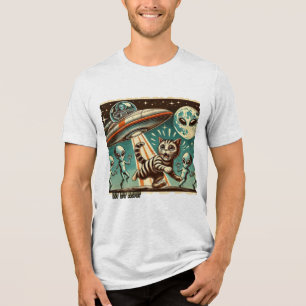 Cat UFO Selfie:ヴィンテージ侵入(メンズTシャツ) トライブレンドTシャツ