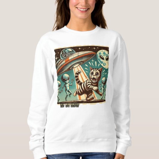 Cat UFO Selfie:ヴィンテージ侵入(女性フード付きスウェットシャツ) スウェットシャツ (正面)