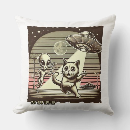 Cat UFO Selfie:ヴィンテージ侵入#01枕。 クッション (正面)