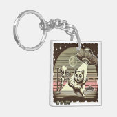 Cat UFO Selfie:ヴィンテージ侵入#01 キーホルダー (正面左)