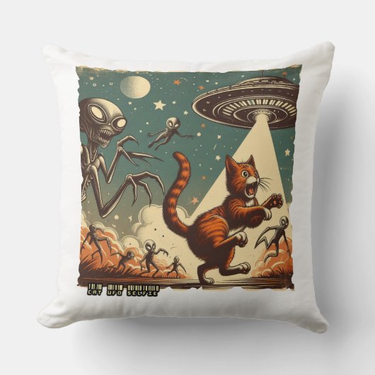 Cat UFO Selfie:ヴィンテージ侵入#02枕。 クッション (正面)