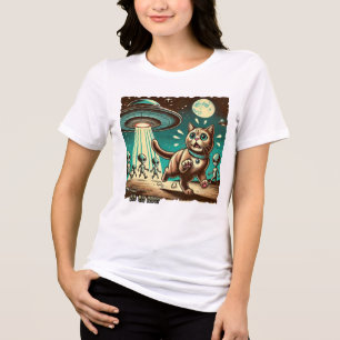 Cat UFO Selfie:ヴィンテージ侵入(Women's T-shirt) トライブレンドTシャツ