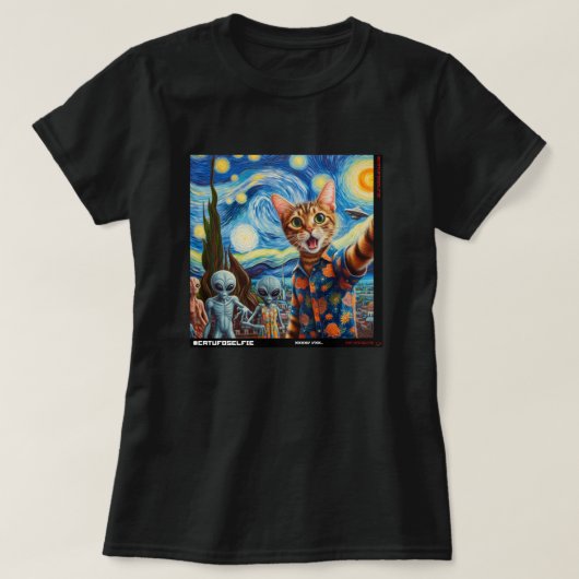 Cat UFO Selfie: Gift From The Kitten #01 Tシャツ (デザイン正面)