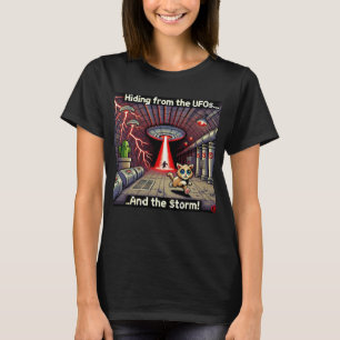 Cat UFO Selfie: Red Planet (women t-shirt pixel) Tシャツ