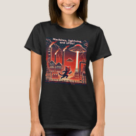 Cat UFO Selfie: Red Planet (women t-shirt pixel) Tシャツ