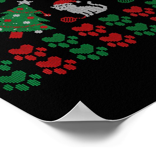 Cat Ugly Sweater Pattern Christmas Knitting  ポスター (角)