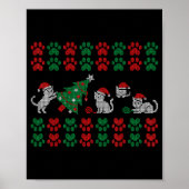 Cat Ugly Sweater Pattern Christmas Knitting  ポスター (正面)