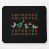 Cat Ugly Sweater Pattern Christmas Knitting マウスパッド (正面)