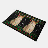 Cat Ugly Xmas Sweater Lighting Santa Cat Christmas ドアマット (アングル)