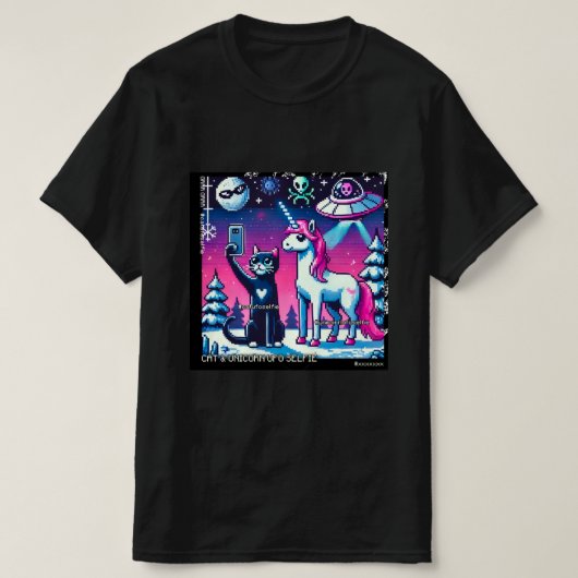 Cat & Unicorn UFO Selfie: Big Meeting #11 Tシャツ (デザイン正面)