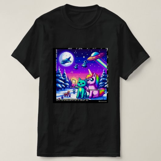 Cat & Unicorn UFO Selfie: Big Meeting #9 Tシャツ (デザイン正面)