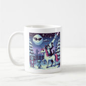 Cat & Unicorn UFO Selfie: Big Meeting Mug コーヒーマグカップ (左)