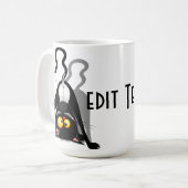 Cat Upside Down Funny Cartoon Character コーヒーマグカップ (正面左)