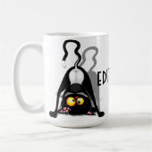 Cat Upside Down Funny Cartoon Character コーヒーマグカップ (左)