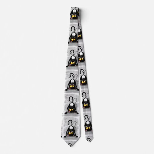 Cat Upside Down Funny Cartoon Character ネクタイ (正面)