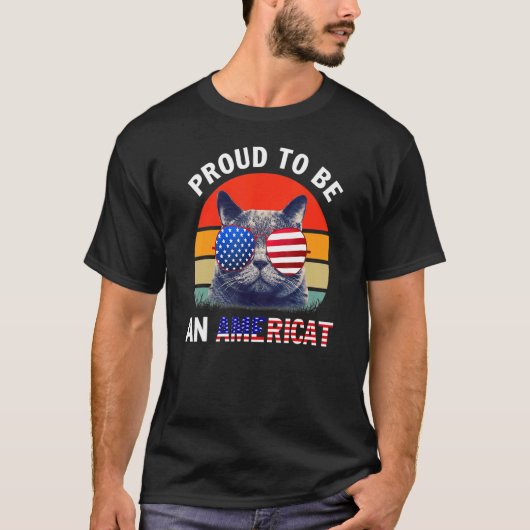 Cat Usフラッグ誇りを持ったサングラス第4位 Tシャツ (正面)