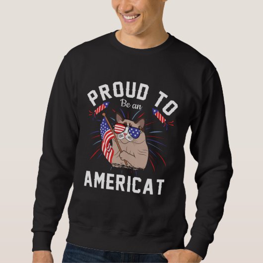 Cat US Flag Sunglasses Proud To Be An Americat スウェットシャツ (正面)