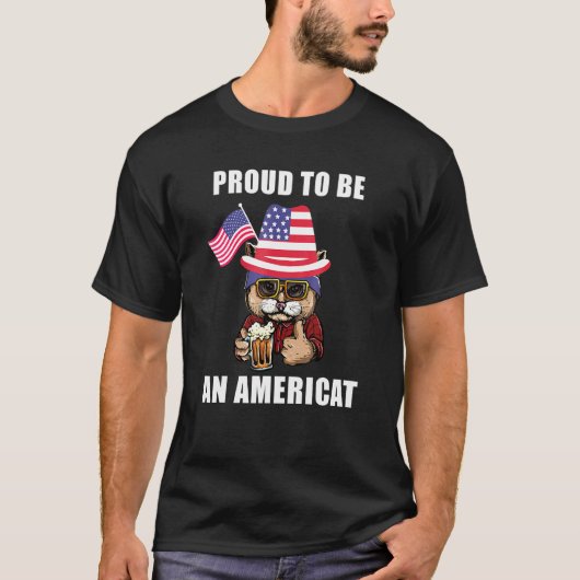 Cat Usaアメリカ誇りを持った国旗のサングラス4t Tシャツ (正面)