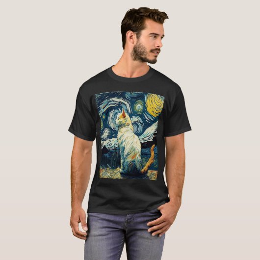  Cat Van Gogh - Cat Art Lover  Tシャツ (正面フル)